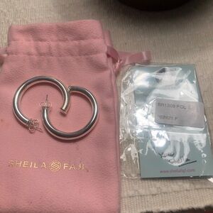 Sheila Fajl shiny silver earrings. Chantal hoops. EUC. 🌷
